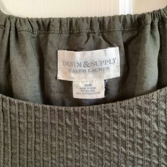 Ralph Lauren Denim & Supply Hi-Low Hem Cotton Midi Dress Ruffle Hem Olive SZ M - Picture 11 of 14